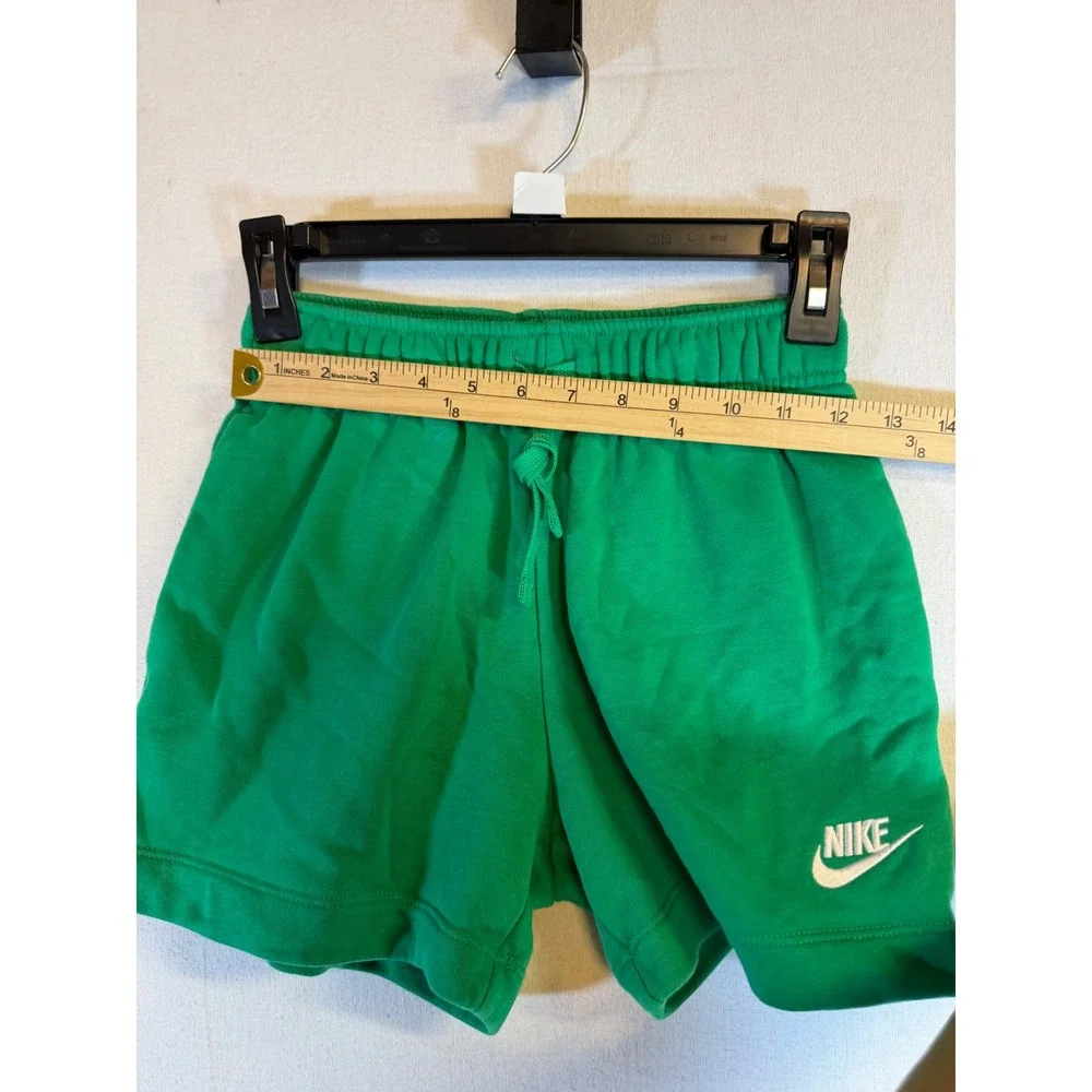 Nike Womens Sportswear Fleece Shorts Green Elastic Drawstring Logo Small